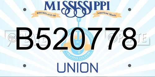 B520778 Mississippi License Plate