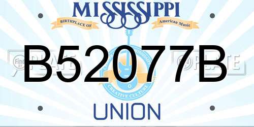 B52077B Mississippi License Plate