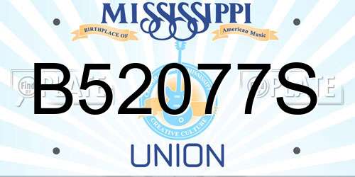 B52077S Mississippi License Plate