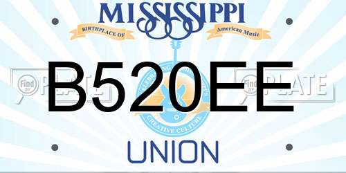 B520EE Mississippi License Plate