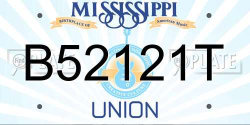 B52121T Mississippi License Plate