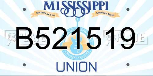 B521519 Mississippi License Plate