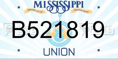 B521819 Mississippi License Plate