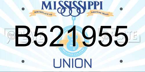 B521955 Mississippi License Plate