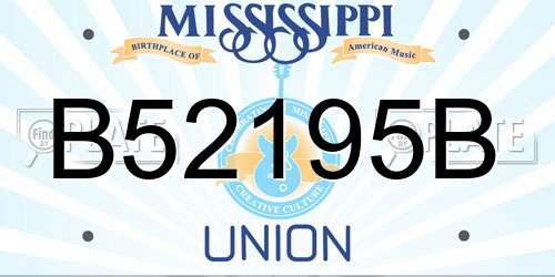 B52195B Mississippi License Plate