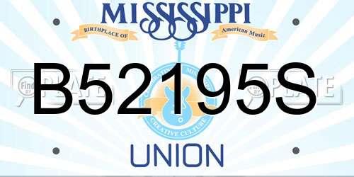B52195S Mississippi License Plate
