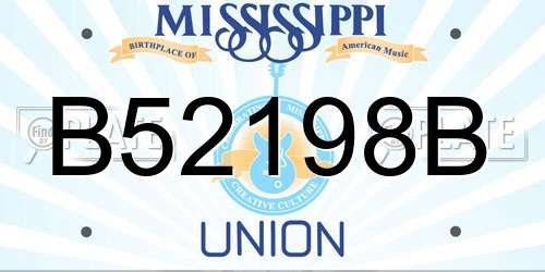 B52198B Mississippi License Plate