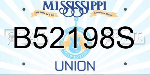 B52198S Mississippi License Plate