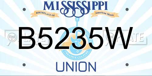 B5235W Mississippi License Plate