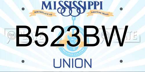 B523BW Mississippi License Plate