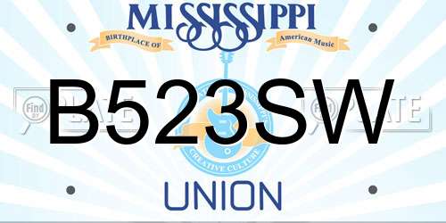 B523SW Mississippi License Plate