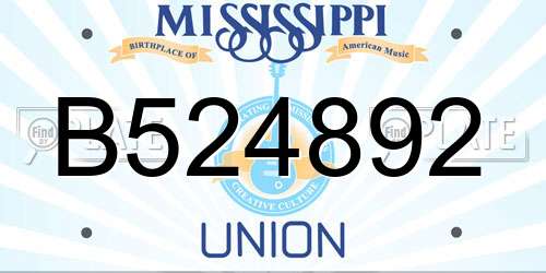 B524892 Mississippi License Plate