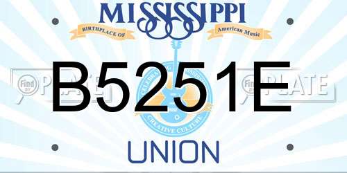 B5251E Mississippi License Plate