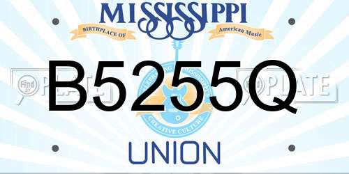 B5255Q Mississippi License Plate