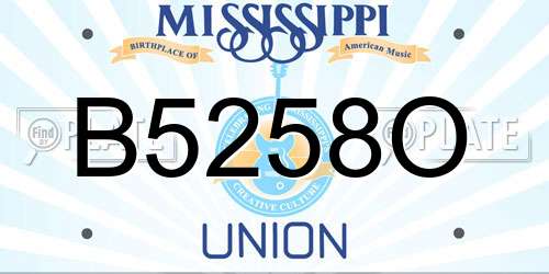 B5258O Mississippi License Plate