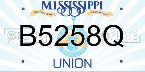 B5258Q Mississippi License Plate