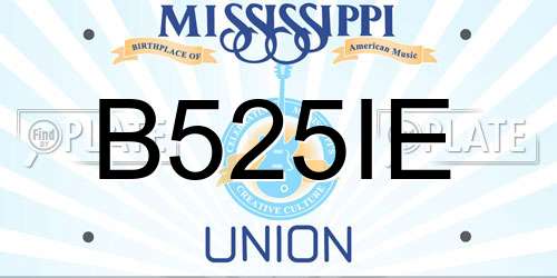 B525IE Mississippi License Plate