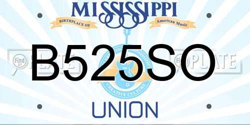 B525SO Mississippi License Plate