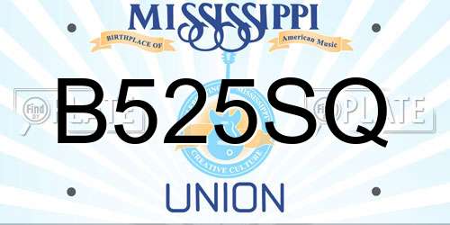 B525SQ Mississippi License Plate