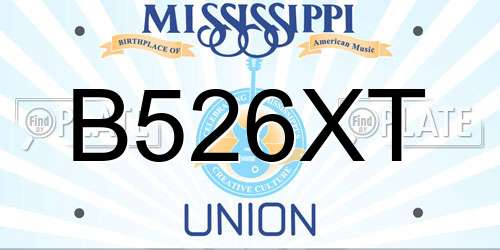 B526XT Mississippi License Plate