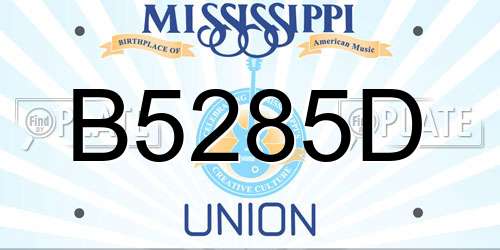 B5285D Mississippi License Plate