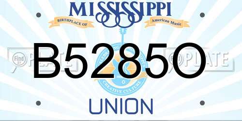 B5285O Mississippi License Plate