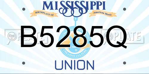 B5285Q Mississippi License Plate