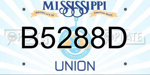 B5288D Mississippi License Plate
