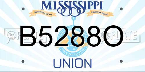 B5288O Mississippi License Plate