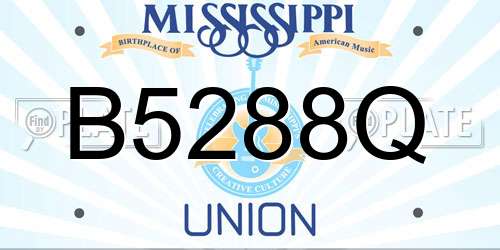 B5288Q Mississippi License Plate