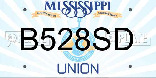 B528SD Mississippi License Plate