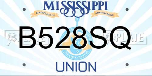 B528SQ Mississippi License Plate