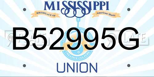 B52995G Mississippi License Plate