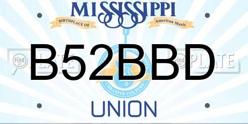 B52BBD Mississippi License Plate