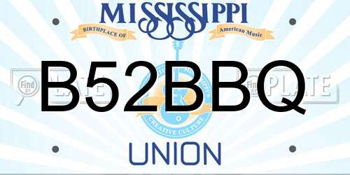 B52BBQ Mississippi License Plate