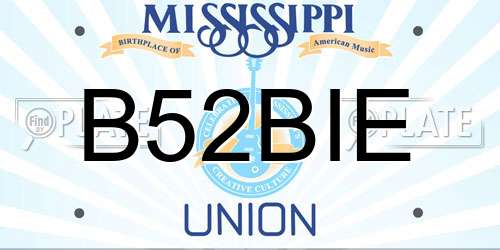 B52BIE Mississippi License Plate