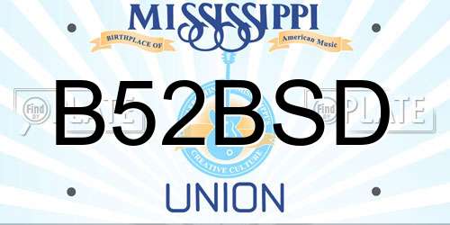 B52BSD Mississippi License Plate