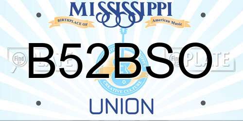 B52BSO Mississippi License Plate