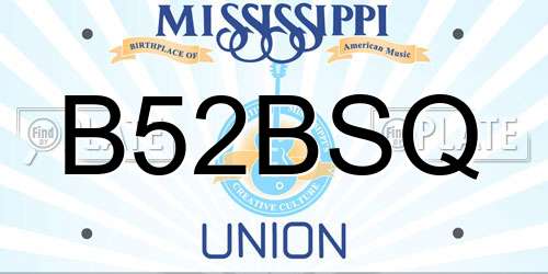 B52BSQ Mississippi License Plate
