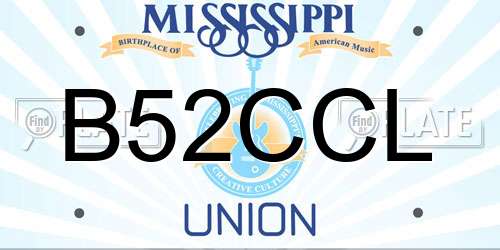 B52CCL Mississippi License Plate