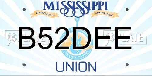 B52DEE Mississippi License Plate