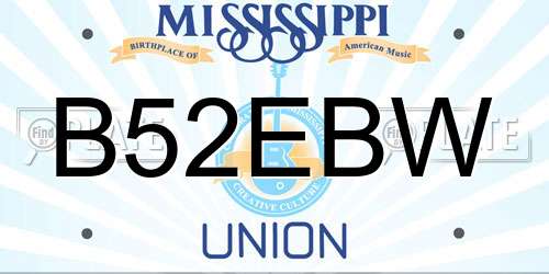 B52EBW Mississippi License Plate