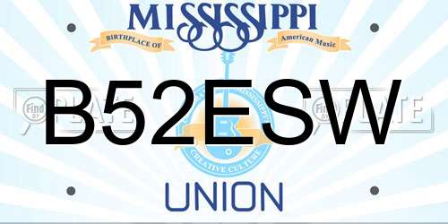 B52ESW Mississippi License Plate