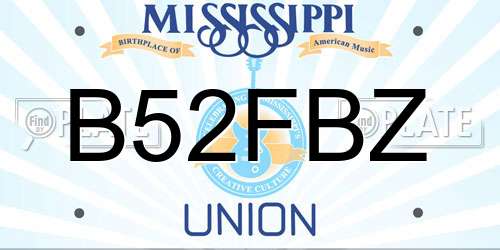 B52FBZ Mississippi License Plate
