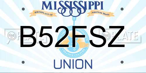 B52FSZ Mississippi License Plate