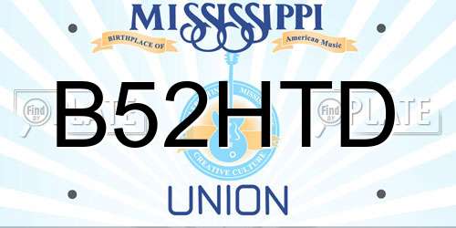 B52HTD Mississippi License Plate