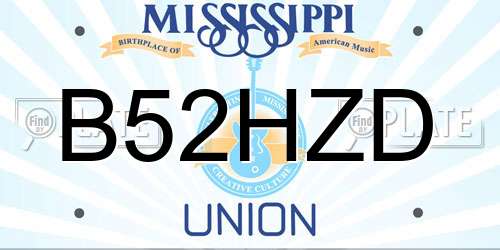 B52HZD Mississippi License Plate