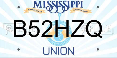 B52HZQ Mississippi License Plate
