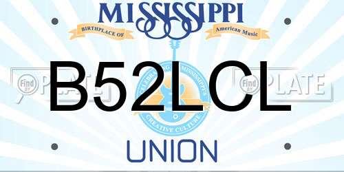 B52LCL Mississippi License Plate