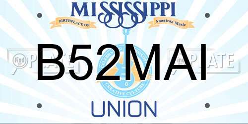 B52MAI Mississippi License Plate
